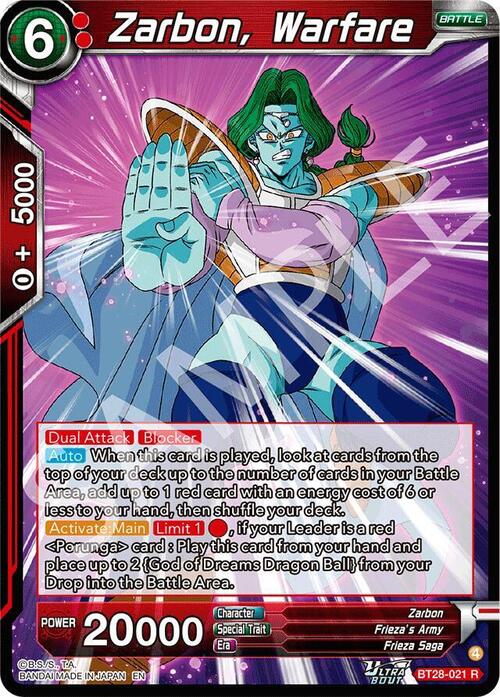 Zarbon, Warfare Card Front