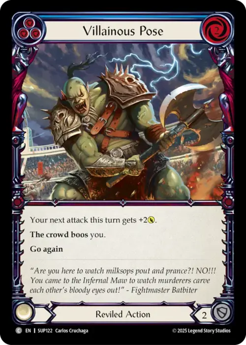 Villainous Pose - Blue Card Front