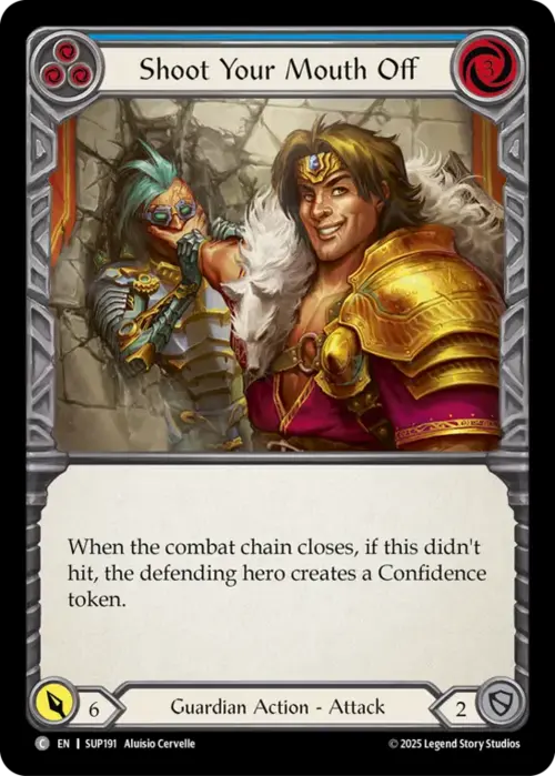 Shoot Your Mouth Off - Blue Card Front