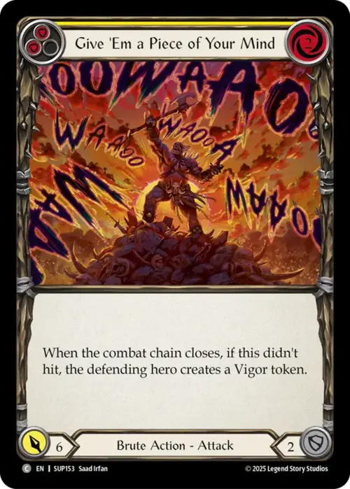 Give 'Em a Piece of Your Mind - Yellow Card Front