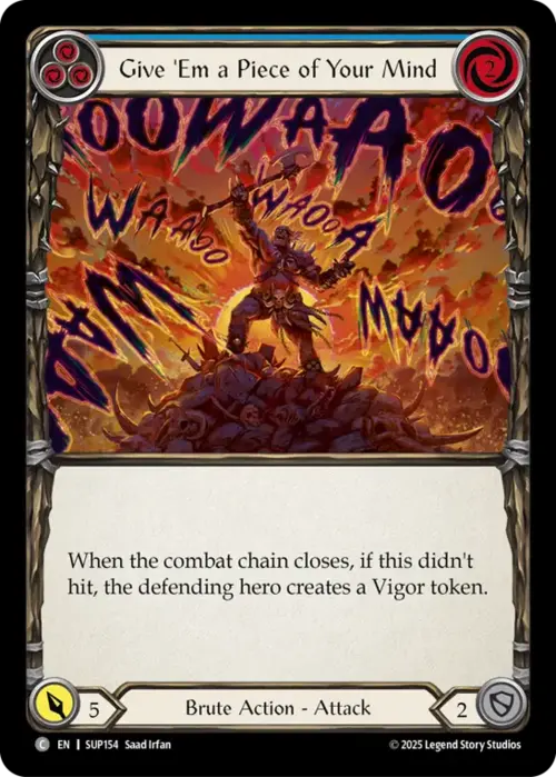 Give 'Em a Piece of Your Mind - Blue Card Front