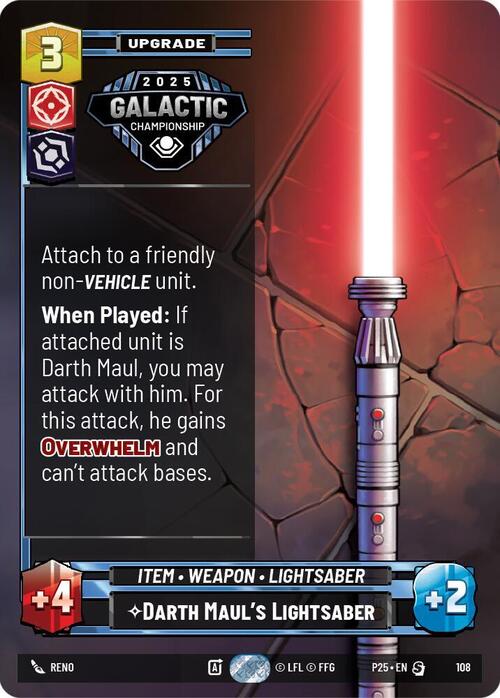 Spada Laser di Darth Maul Card Front