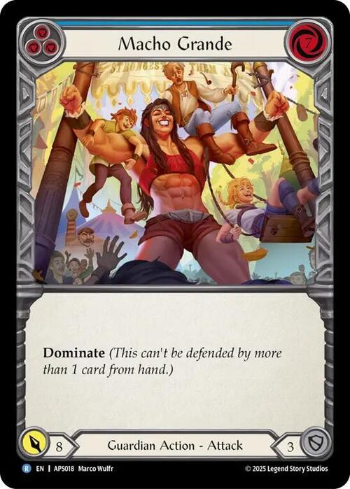 Macho Grande - Blue Card Front