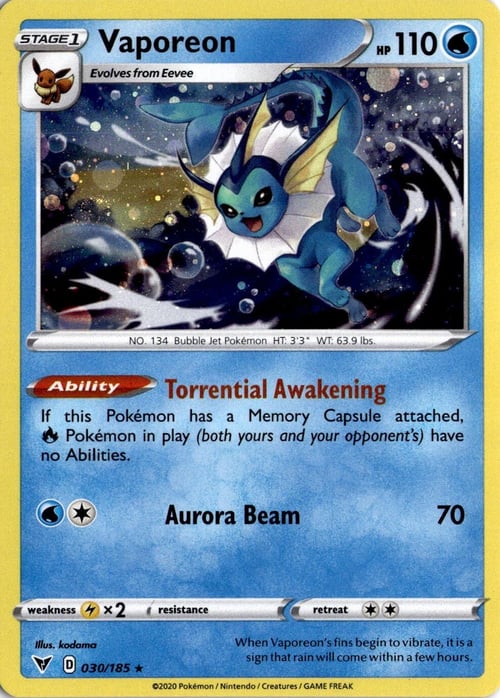 Vaporeon Card Front