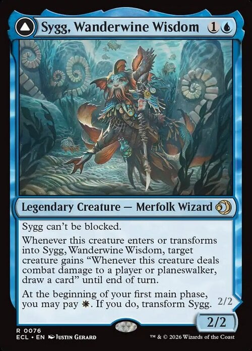 Sygg, Wanderwine Wisdom // Sygg, Wanderbrine Shield Card Front