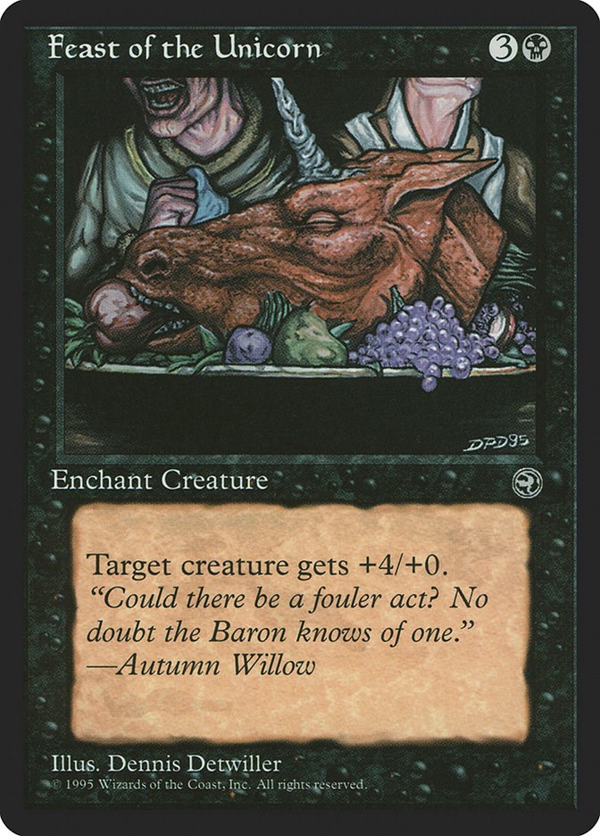 unicorn mtg cards Cards:: put a +1/+1 counter on that creature. Feast of the Unicorn Homelands