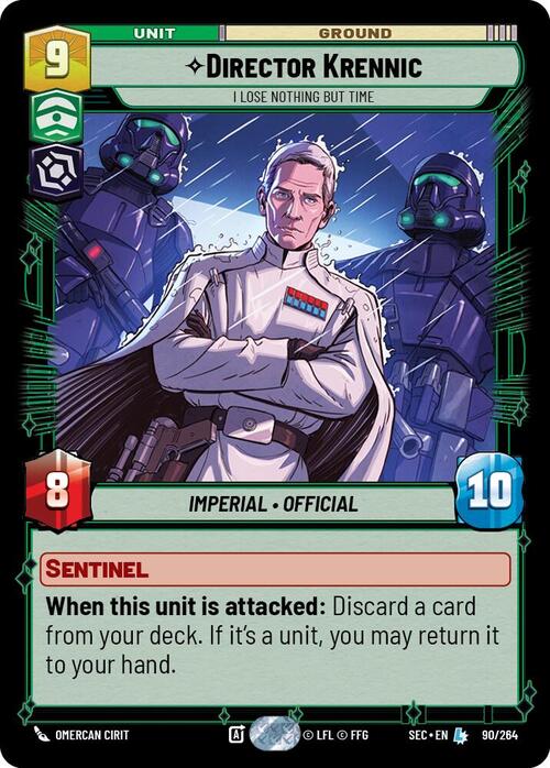 Director Krennic - I Lose Nothing But Time Card Front