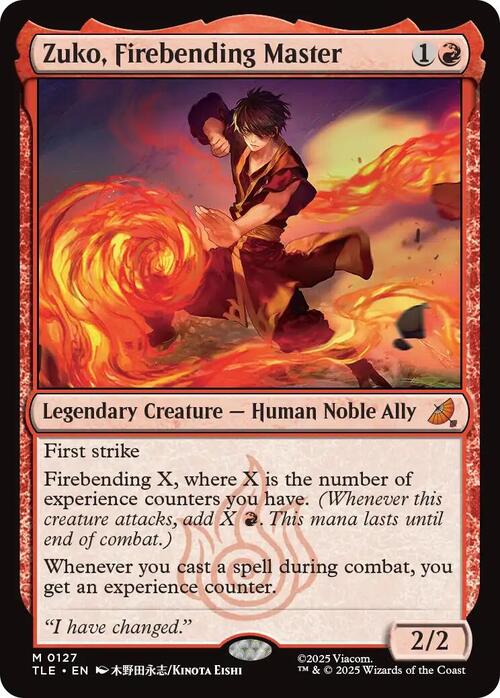 Zuko, Firebending Master Card Front
