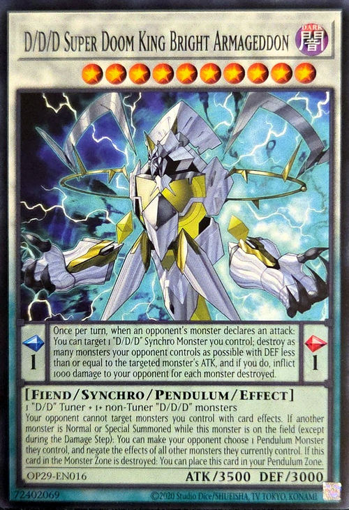 D/D/D Armageddon Brillante Super Re del Giudizio Card Front