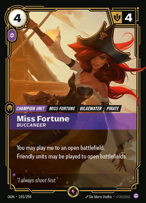 Miss Fortune, Buccaneer Card Front