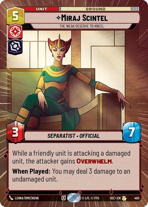 Miraj Scintel - The Weak Deserve to Kneel Card Front
