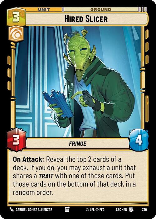 Hired Slicer Card Front