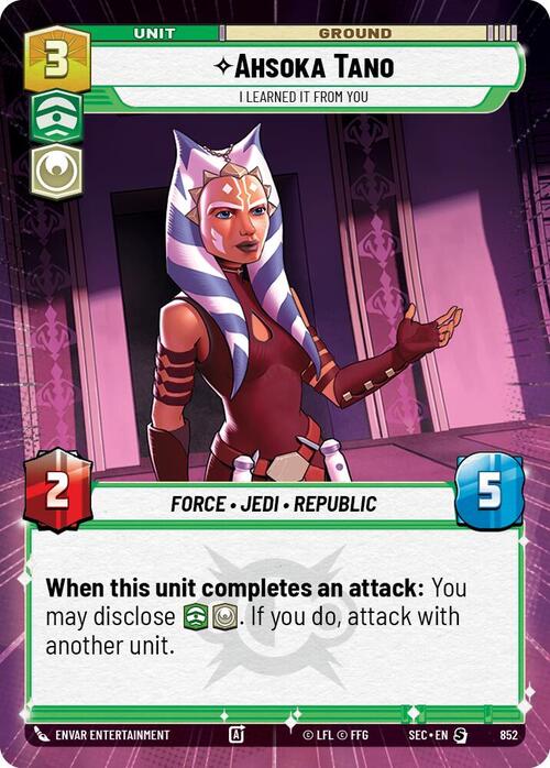 Ahsoka Tano - I Learned It from You Card Front