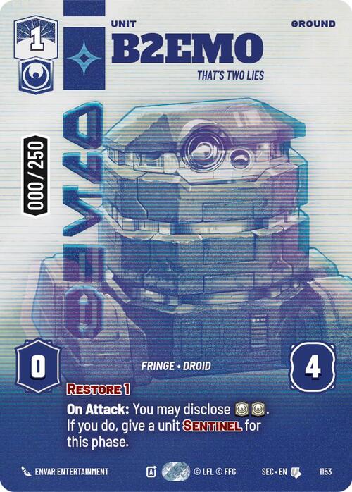 B2EMO, Sono Due Bugie Card Front