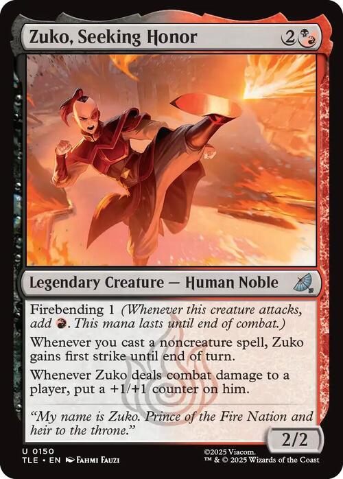 Zuko, Seeking Honor Card Front