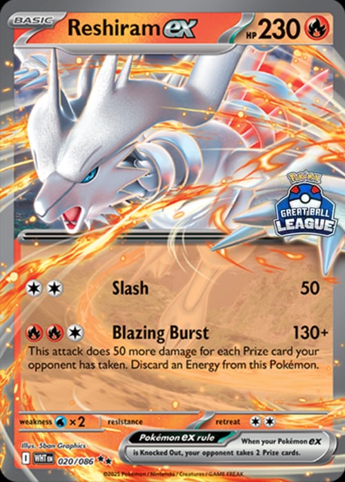 Reshiram EX [Glinting Claw | Brave Fire] Card Front