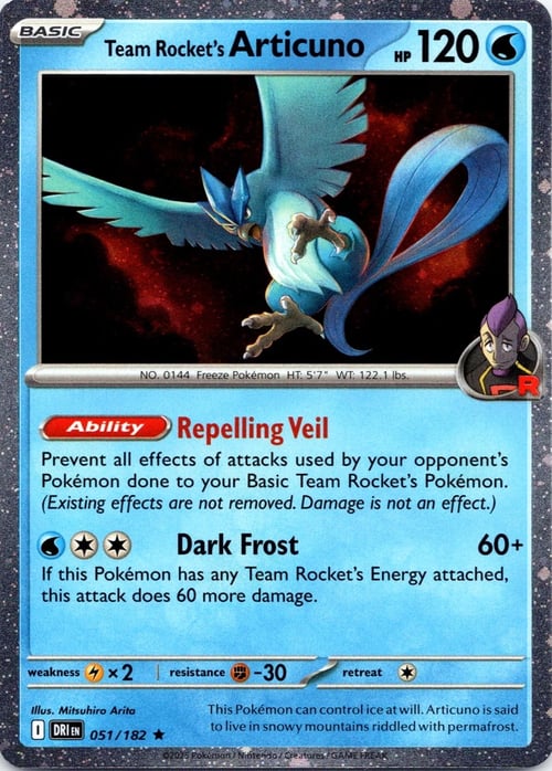 Articuno del Team Rocket Card Front