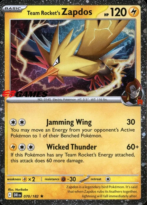 Team Rocket's Zapdos Card Front