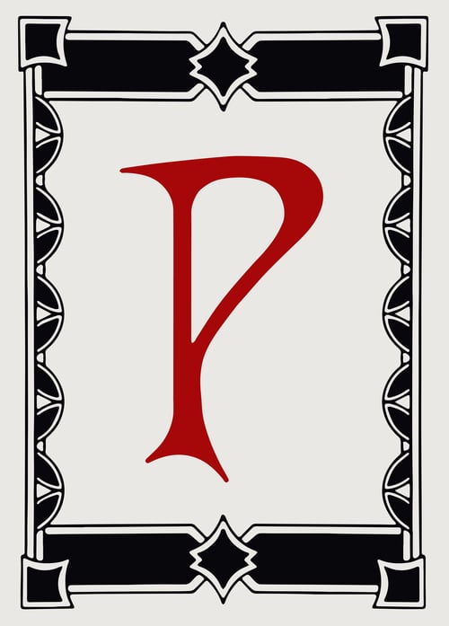 Secret Lair Countdown Kit: An Encyclopedia of Magic Face Card "P" Card Front