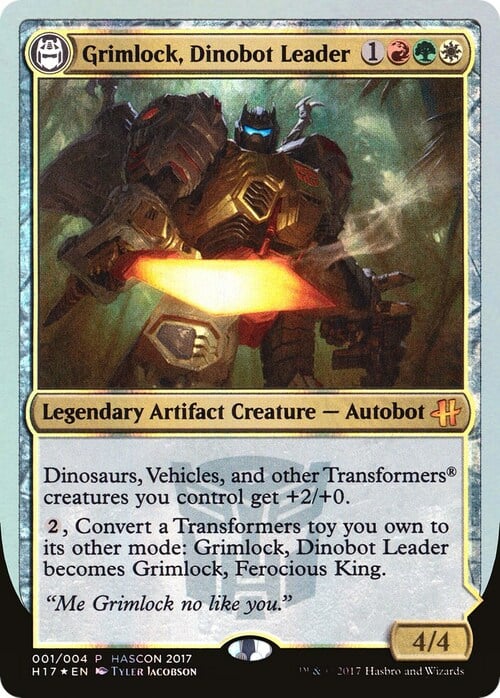 Grimlock, Dinobot Leader / Grimlock, Ferocious King Card Front