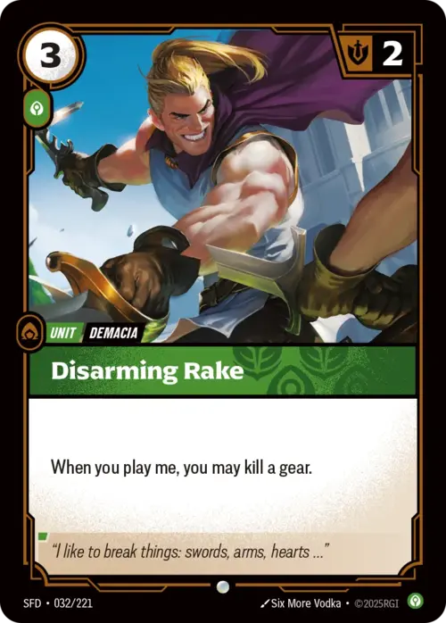 Disarming Rake Card Front