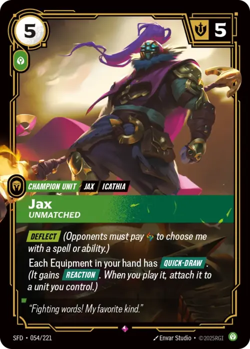 Jax, Unmatched Card Front