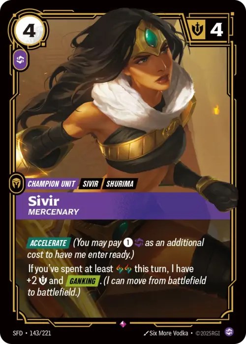 Sivir, Mercenary Card Front