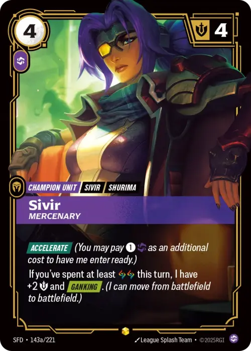 Sivir, Mercenary Card Front
