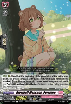 Blowball Message, Porroine Card Front