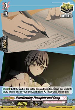 Overflowing Thoughts and Song Card Front