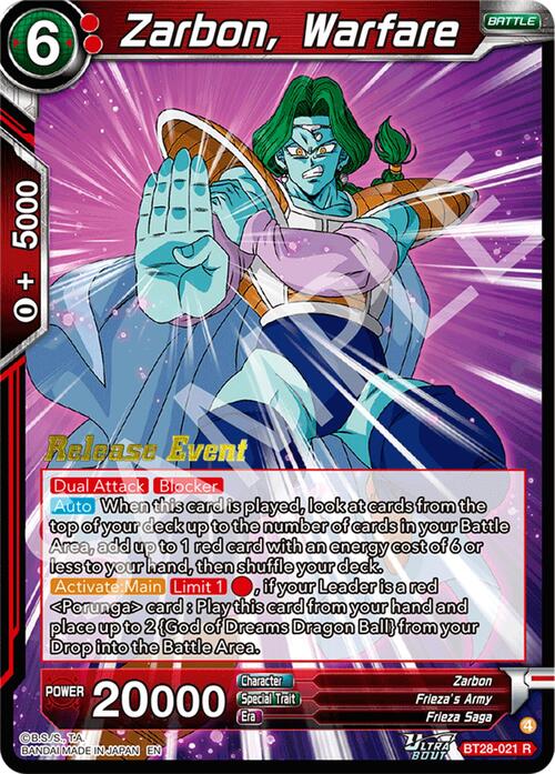 Zarbon, Warfare Card Front