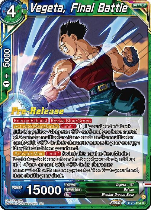 Vegeta, Final Battle Card Front