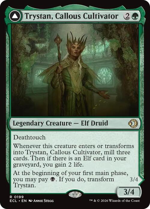 Trystan, Callous Cultivator // Trystan, Penitent Culler Card Front