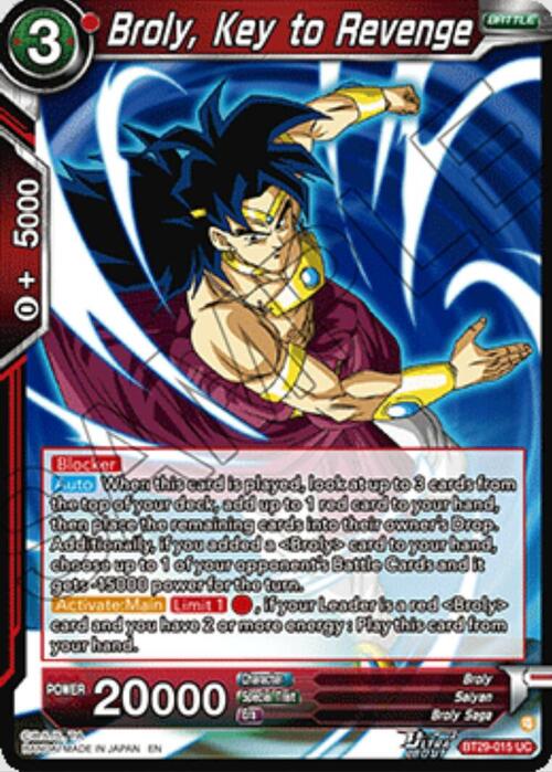 Broly, Key to Revenge Card Front
