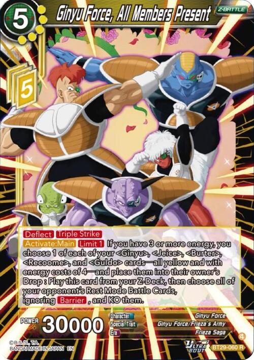 Ginyu Force, All Members Present Card Front