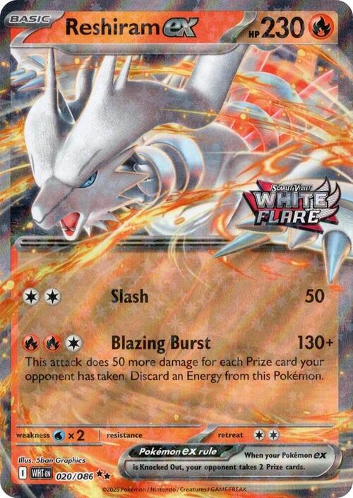 Reshiram EX [Glinting Claw | Brave Fire] Card Front