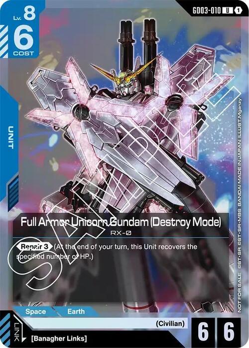 Full Armor Unicorn Gundam (Destroy Mode) Card Front