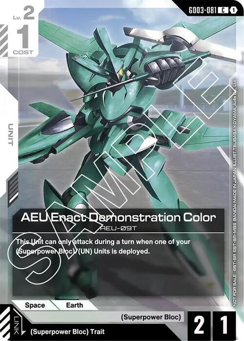 AEU Enact Demonstration Color Card Front