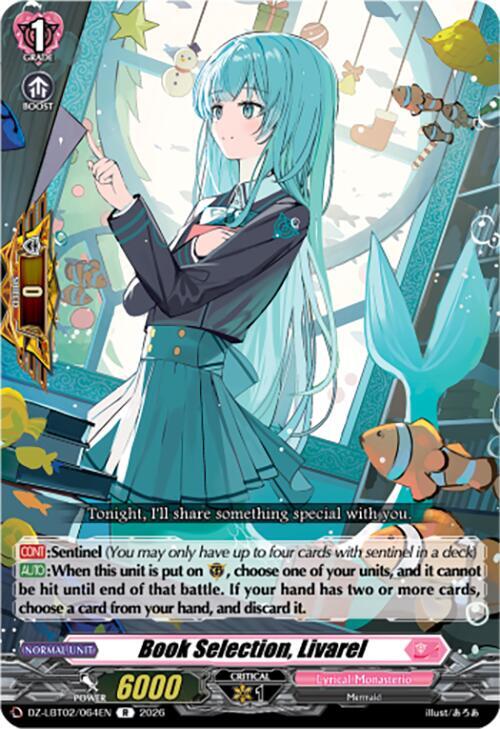 Book Selection, Livarel Card Front