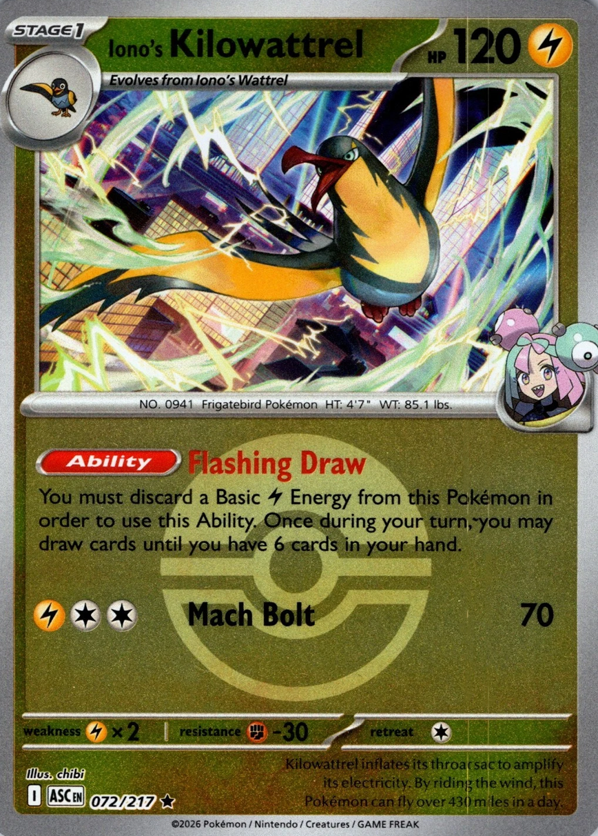 Iono's Kilowattrel Ascended Heroes - Ball & Rocket Reverse Holo | Pokmon | CardTrader Iono's Kilowattrel Ascended Heroes - Ball & Rocket Reverse Holo | Pokmon | CardTrader