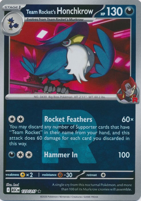 Honchkrow del Team Rocket Card Front