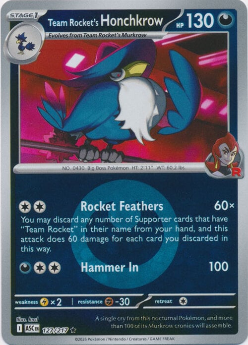 Honchkrow del Team Rocket Card Front