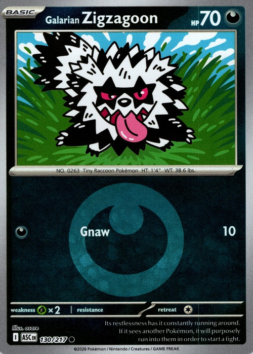 Zigzagoon di Galar Card Front