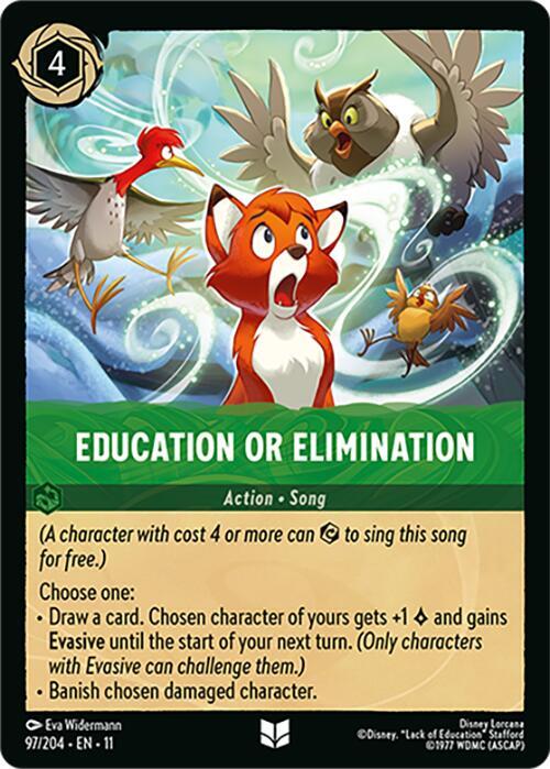 Education or Elimination Card Front