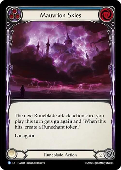 Mauvrion Skies - Blue Card Front