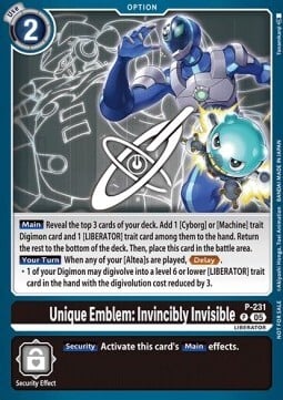 Unique Emblem: Invincibly Invisible Card Front