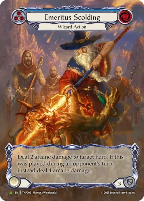 Emeritus Scolding (Blue) Card Front