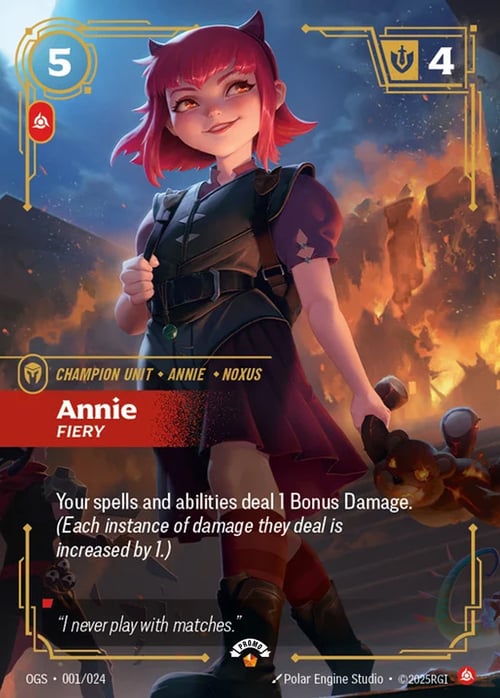 Annie, Fiery Card Front