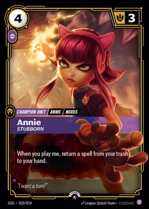 Annie, Stubborn Card Front