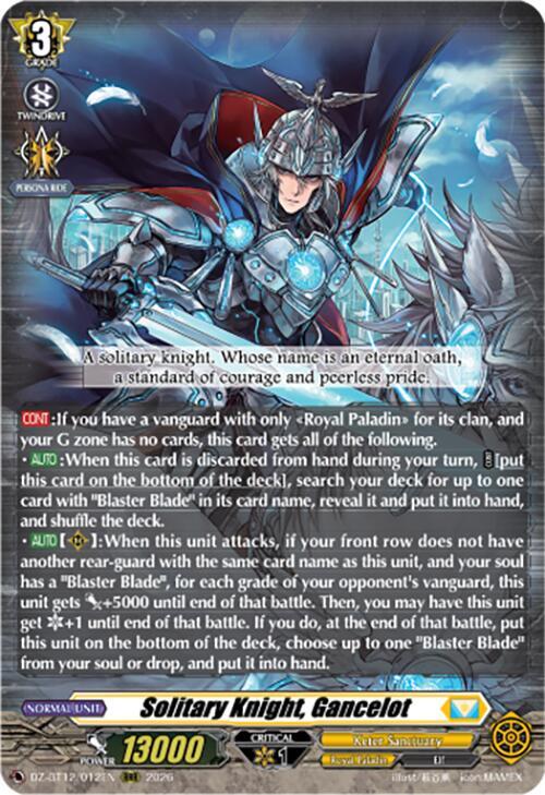 Solitary Knight, Gancelot Card Front